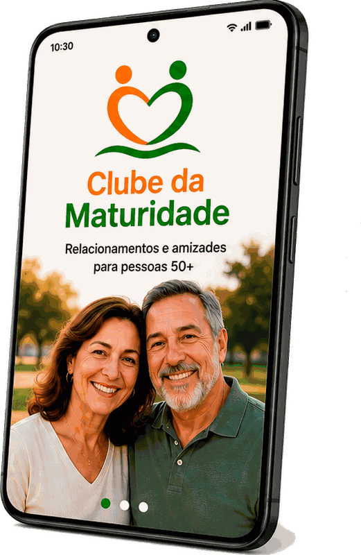 Aplicativo Android do Clube da Maturidade aberto no celular